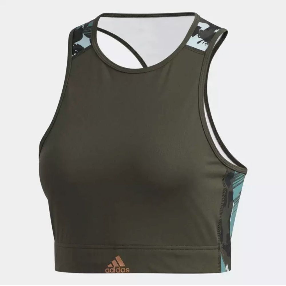 Adidas Sports Bra Zoe Saldana Collection in Olive Green/Camo Women’s S